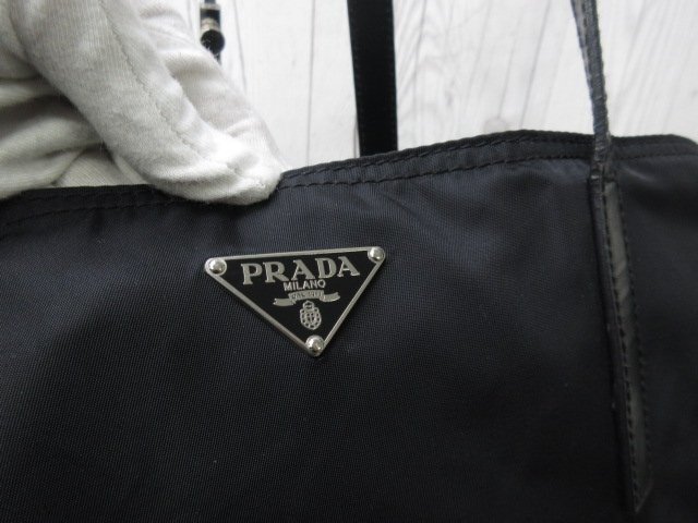  превосходный товар PRADA Prada te Hsu to большая сумка сумка на плечо сумка нейлон × кожа чёрный A4 место хранения возможно 92047Y