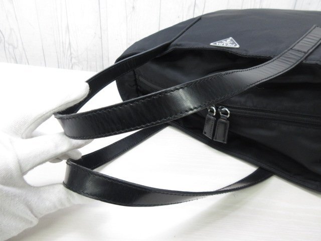  превосходный товар PRADA Prada te Hsu to большая сумка сумка на плечо сумка нейлон × кожа чёрный A4 место хранения возможно 92047Y
