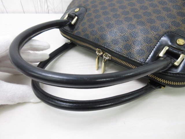 美品 CELINE セリーヌ ヴィンテージ マカダム柄 ハンドバッグ バッグ PVC×レザー 茶×黒 92470_画像6