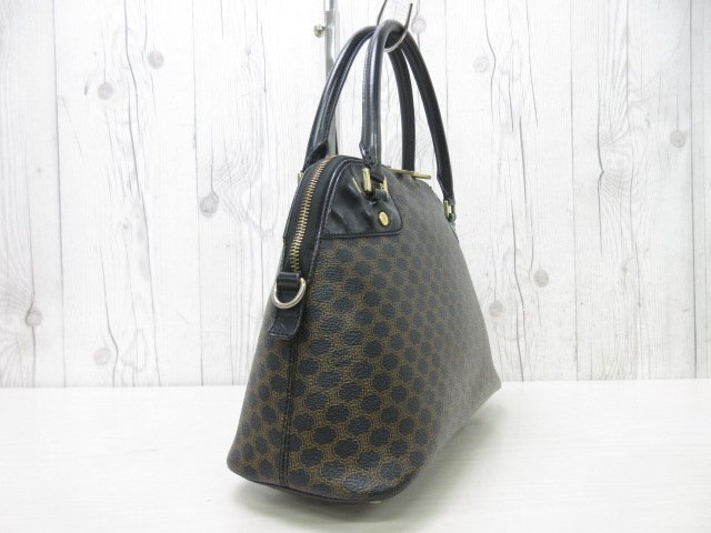 美品 CELINE セリーヌ ヴィンテージ マカダム柄 ハンドバッグ バッグ PVC×レザー 茶×黒 92470_画像5