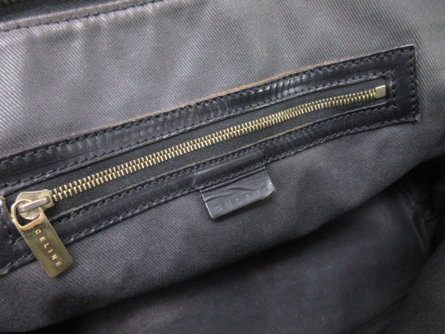 美品 CELINE セリーヌ ヴィンテージ マカダム柄 ハンドバッグ バッグ PVC×レザー 茶×黒 92470_画像8