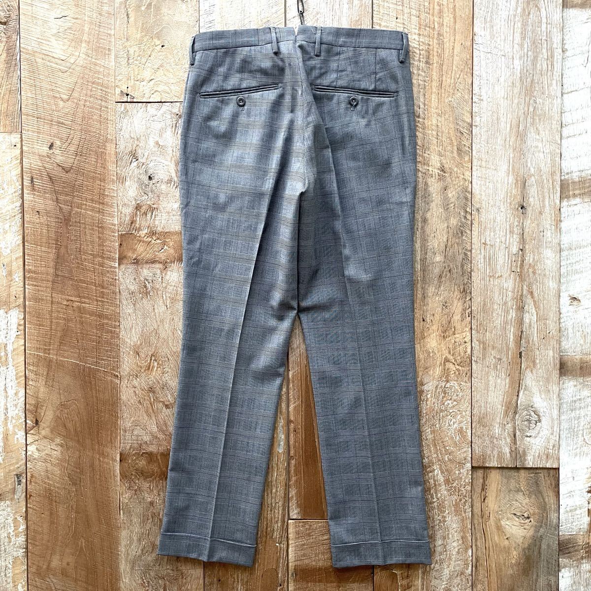 【極美品】INCOTEX インコテックス SLIM FIT 千鳥格子柄 テーパード ウール スラックス パンツ 44 グレー BEAMSF取扱_画像7