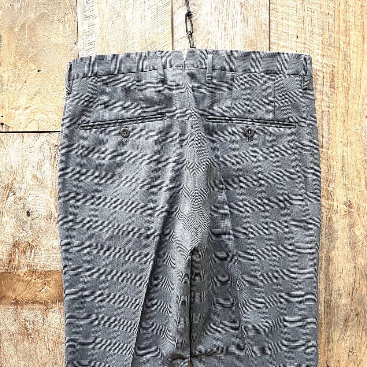 【極美品】INCOTEX インコテックス SLIM FIT 千鳥格子柄 テーパード ウール スラックス パンツ 44 グレー BEAMSF取扱_画像8