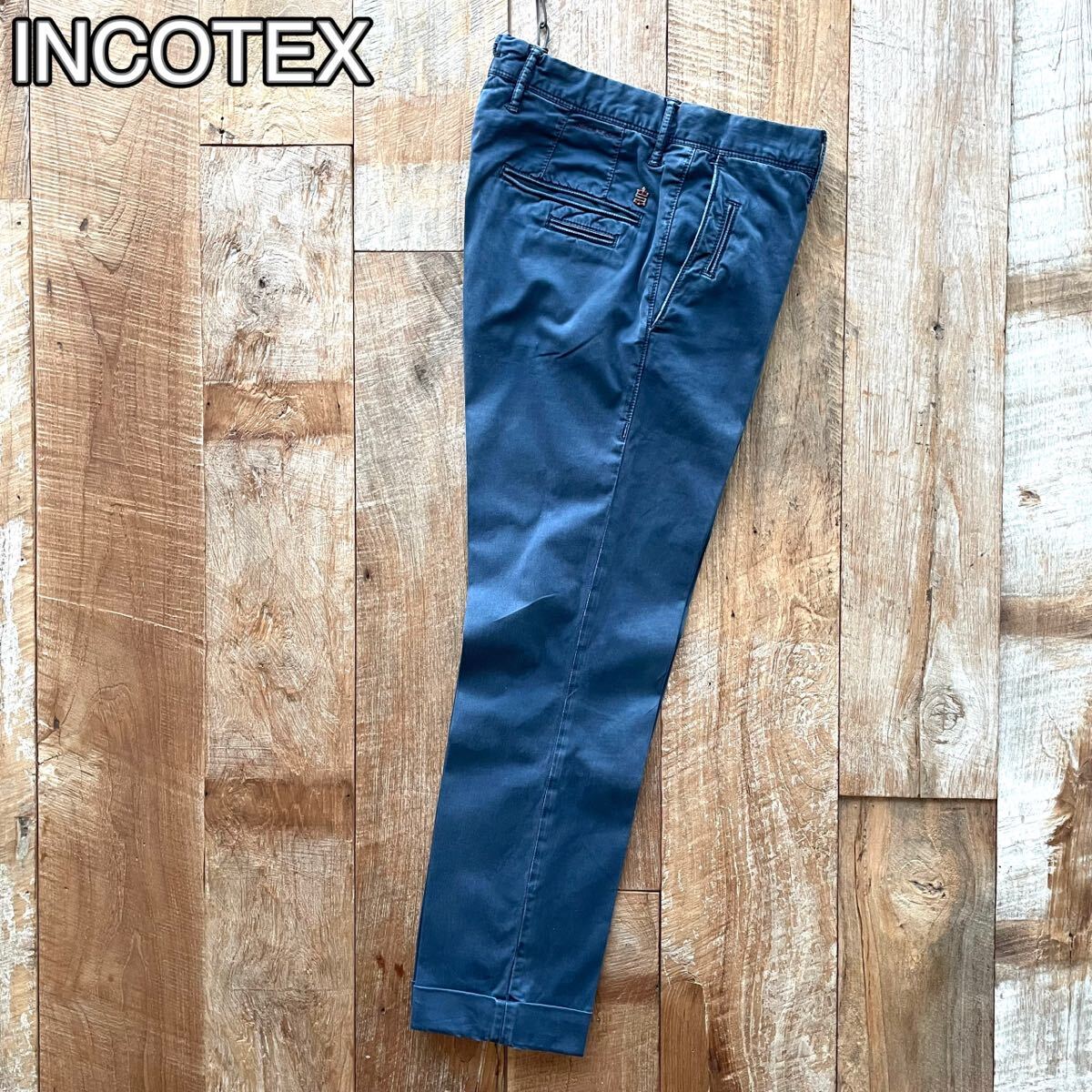 【美品】INCOTEX インコテックス SLACKS テーパード コットン スラックス パンツ 31 ネイビー BEAMSF取扱_画像1