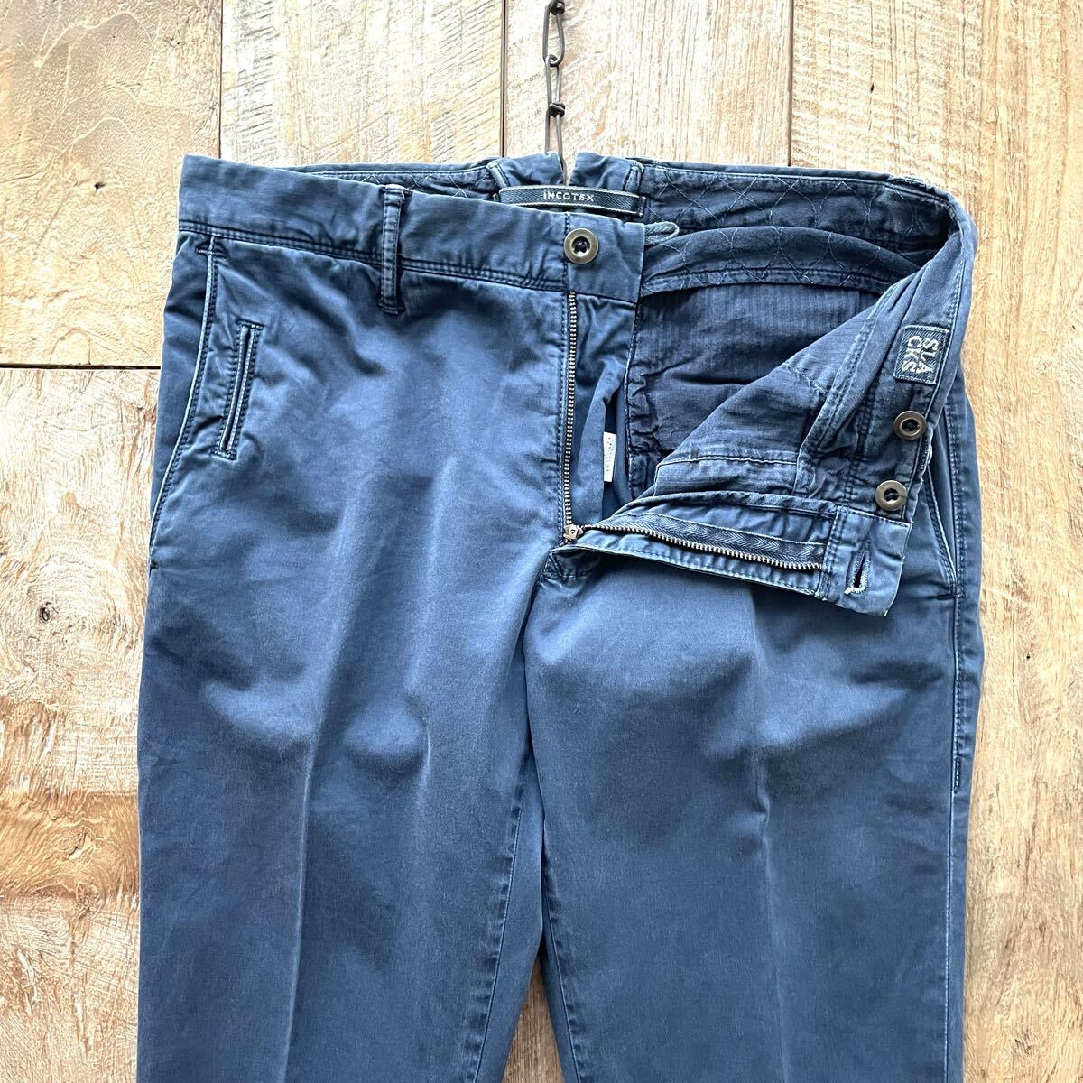 【美品】INCOTEX インコテックス SLACKS テーパード コットン スラックス パンツ 31 ネイビー BEAMSF取扱_画像7