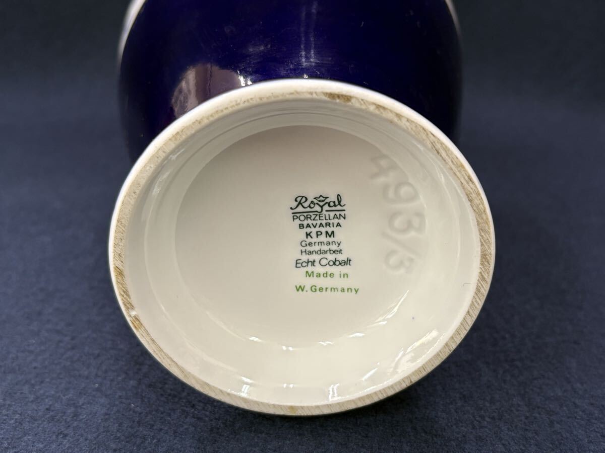 Nov112301 Royal Porzellan ブルーローズ　 フラワーベース 花瓶 置物_画像7