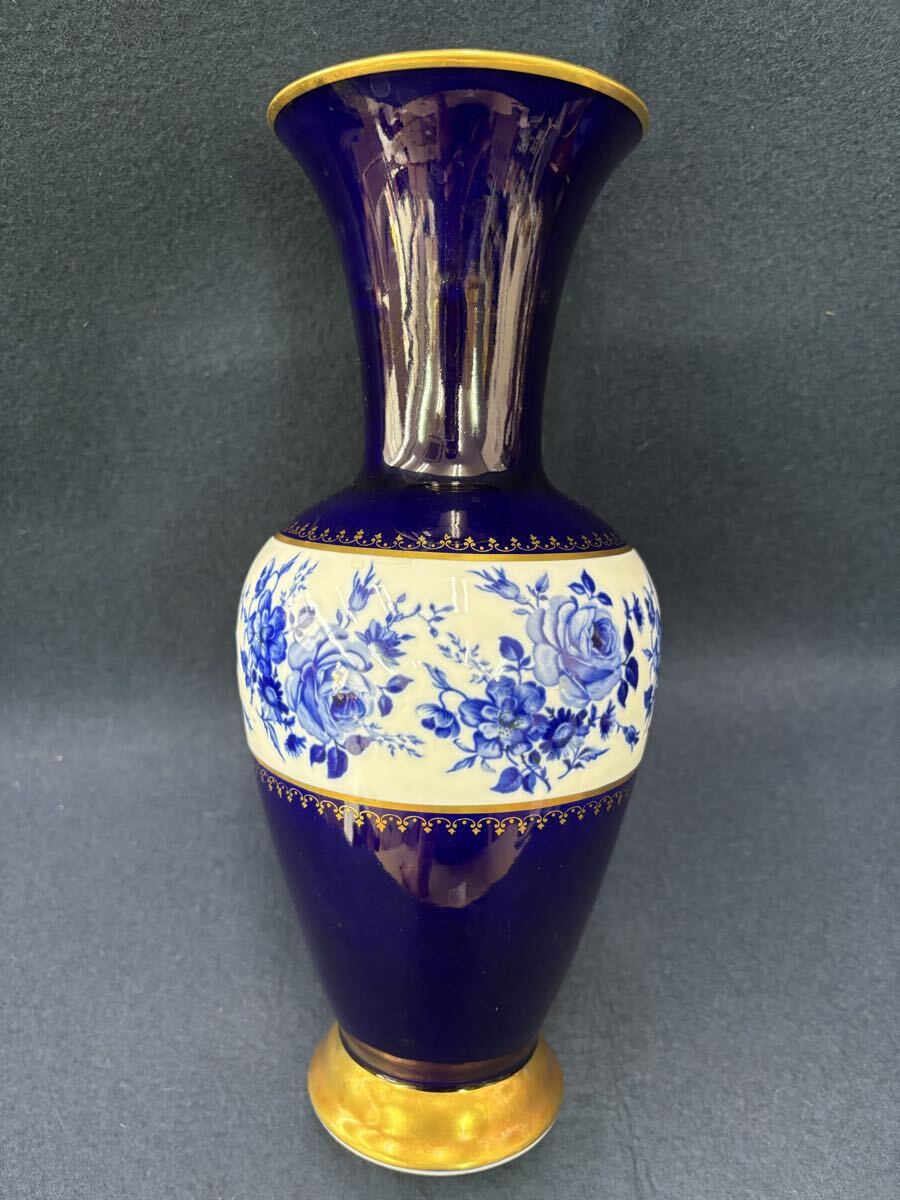Nov112301 Royal Porzellan ブルーローズ　 フラワーベース 花瓶 置物_画像6