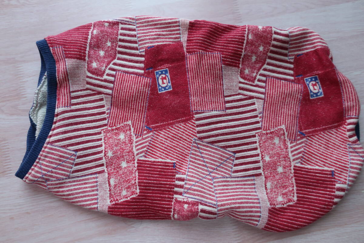 【L・中古】小型犬　中型犬　犬服　ドッグウエア　ハンドメイド　赤系　トレーナー_画像1