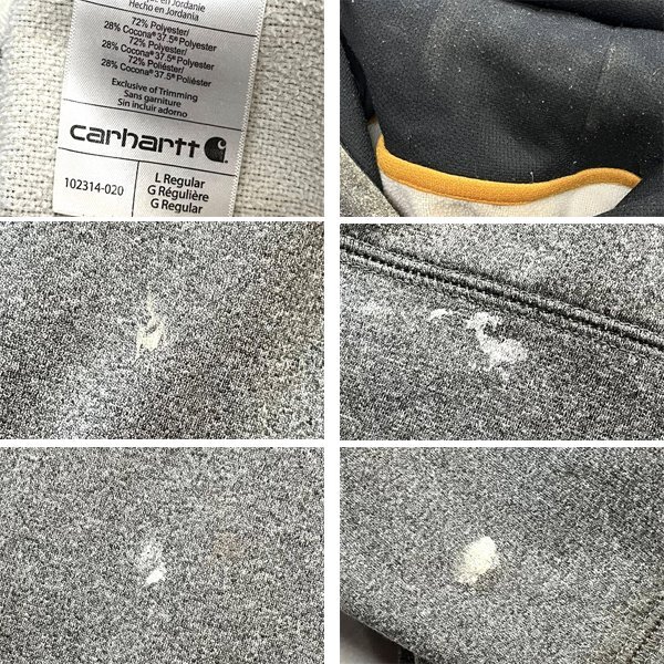 1点物◆カーハート雰囲気系ペンキアートスウェットパーカー古着LメンズXLレディースOKアメカジ90sストリート/ワークブランド灰グレー362419_画像3