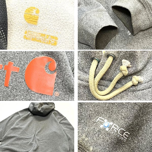 1点物◆カーハート雰囲気系ペンキアートスウェットパーカー古着LメンズXLレディースOKアメカジ90sストリート/ワークブランド灰グレー362419_画像2