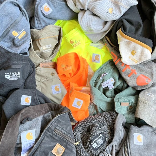 1点物◆カーハート雰囲気系ペンキアートスウェットパーカー古着LメンズXLレディースOKアメカジ90sストリート/ワークブランド灰グレー362419_画像4