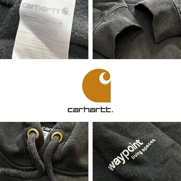 1点物◆カーハートCarharttバックプリント黒スウェットパーカー古着メンズXXLレディースOKアメカジ90sストリートUSAワークブランド362418_画像3