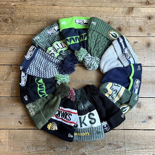 1点物◆ニューエラNFLシーホークス灰色ニット帽ニットキャップ古着メンズレディースOKアメカジUSストリート帽子ビーニー中古グレー362449_画像3