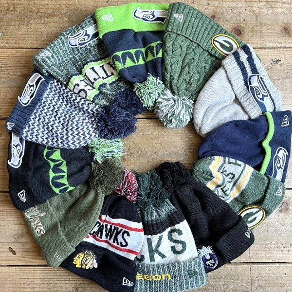 1点物◆ニューエラNFLシーホークス灰色ニット帽ニットキャップ古着メンズレディースOKアメカジUSストリート帽子ビーニー中古グレー362449_画像4