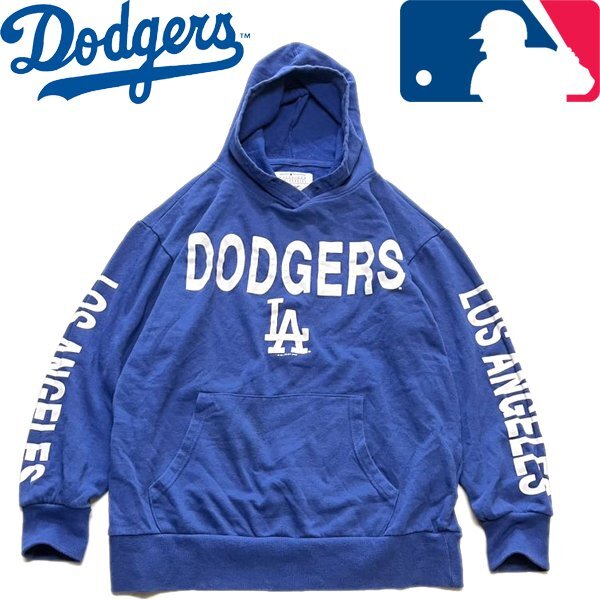 1点物◆LAドジャースMLBチーム青スウェットパーカー古着メンズレディース/アメカジ90sストリートブランド中古フード付きトレーナーUS362461_画像1
