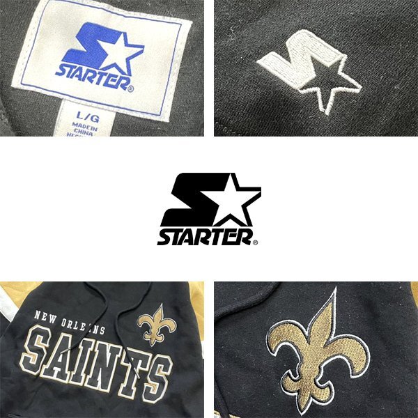 1点物◆スターターSTARTERチームNFL黒スウェットパーカー古着LメンズXLレディース/アメカジ90sストリートブランド中古トレーナーUSA362459_画像2