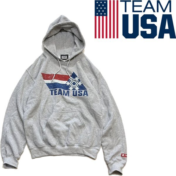 1点物◆公式チームTeam USAグレースウェットパーカー古着メンズSMレディース/アメカジ90sストリートブランド中古トレーナー灰色362458_画像1