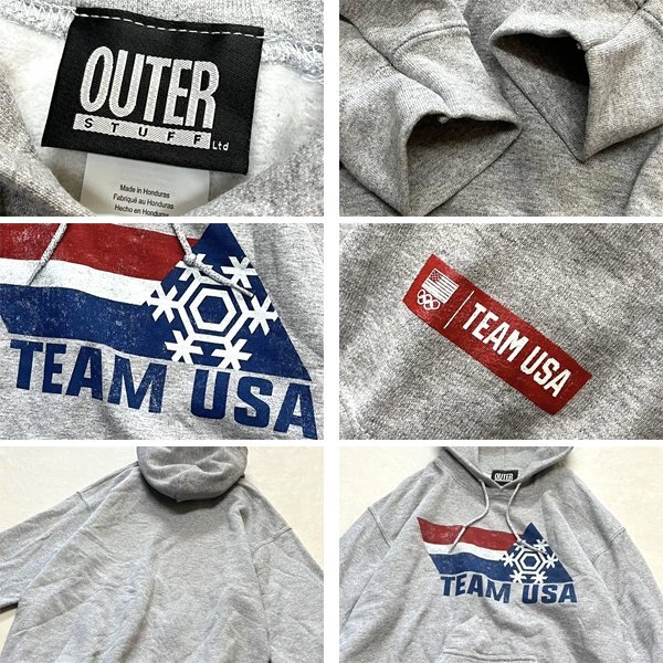 1点物◆公式チームTeam USAグレースウェットパーカー古着メンズSMレディース/アメカジ90sストリートブランド中古トレーナー灰色362458_画像2