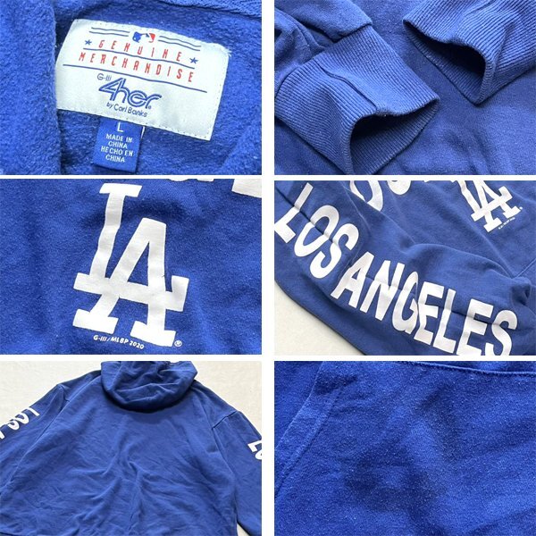 1点物◆LAドジャースMLBチーム青スウェットパーカー古着メンズレディース/アメカジ90sストリートブランド中古フード付きトレーナーUS362461_画像2