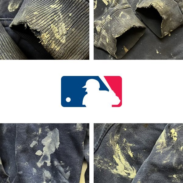 1点物◆MLB雰囲気系ペンキアート紺ツインズTCスウェットパーカー古着メンズXXLレディース/アメカジ90sストリートブランドトレーナー362464_画像3