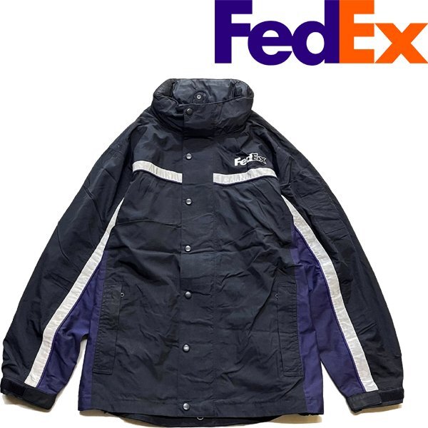 1点物◆フェデックスFedExリフレクター黒紫ナイロンジャケット古着メンズLレディースOKアメカジ90sストリート中古マウンテンパーカー362467_画像1