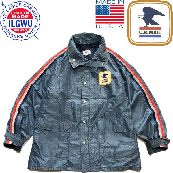 1点物◆USA製80sビンテージUS MAIL紺ナイロンジャケット古着LメンズXLレディースOKアメカジ90sストリートマウンテンパーカーアウター362465_画像1