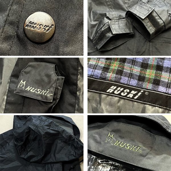 1点物◆HUSKI企業マウンテンパーカー黒ナイロンジャケット古着メンズMレディースOKアメカジ90sストリートスポーツブランドTransOcean362471_画像3