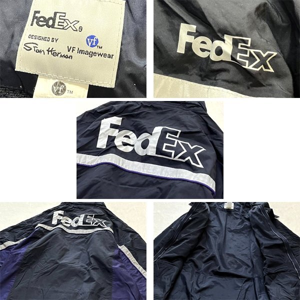 1点物◆フェデックスFedExリフレクター黒紫ナイロンジャケット古着メンズLレディースOKアメカジ90sストリート中古マウンテンパーカー362467_画像2