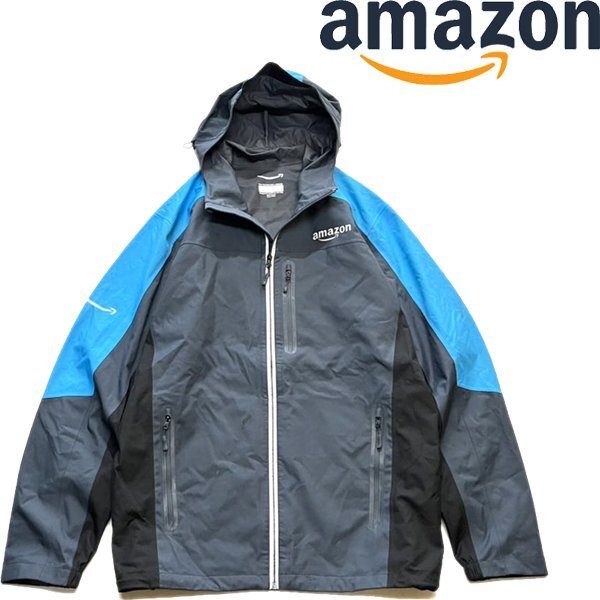 1点物◆アマゾンAmazonマウンテンパーカー中古ナイロンジャケット古着メンズXLレディースOKアメカジ90sストリートUS灰色アウター水色362468_画像1