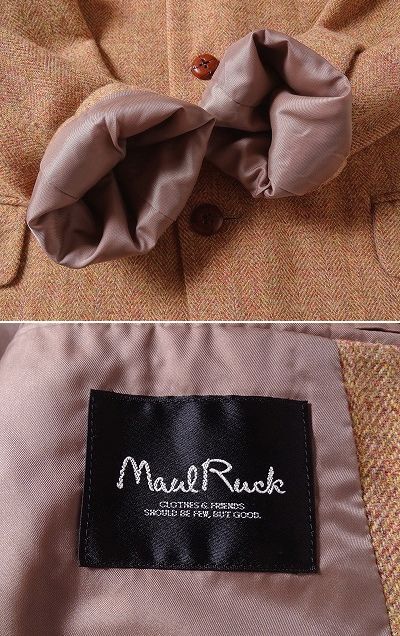 Maul Ruck TAKEO KIKUCHI モールラック タケオキクチ ウール混 ツイード くるみボタン 三つボタン テーラードジャケット (2) 薄茶 /e-098_画像5