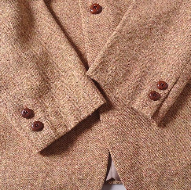 Maul Ruck TAKEO KIKUCHI モールラック タケオキクチ ウール混 ツイード くるみボタン 三つボタン テーラードジャケット (2) 薄茶 /e-098_画像6