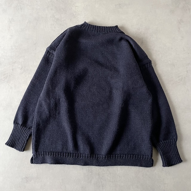 美品 イギリス製 Le Tricoteur ル トリコチュール トラディショナルガンジーセーター ビッグサイズ プルオーバーニット (50) 紺 /e-077_画像1