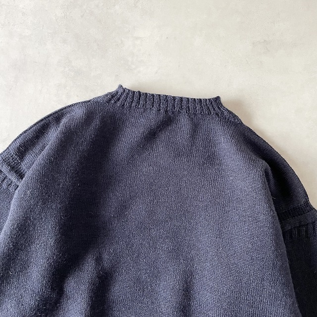 美品 イギリス製 Le Tricoteur ル トリコチュール トラディショナルガンジーセーター ビッグサイズ プルオーバーニット (50) 紺 /e-077_画像3