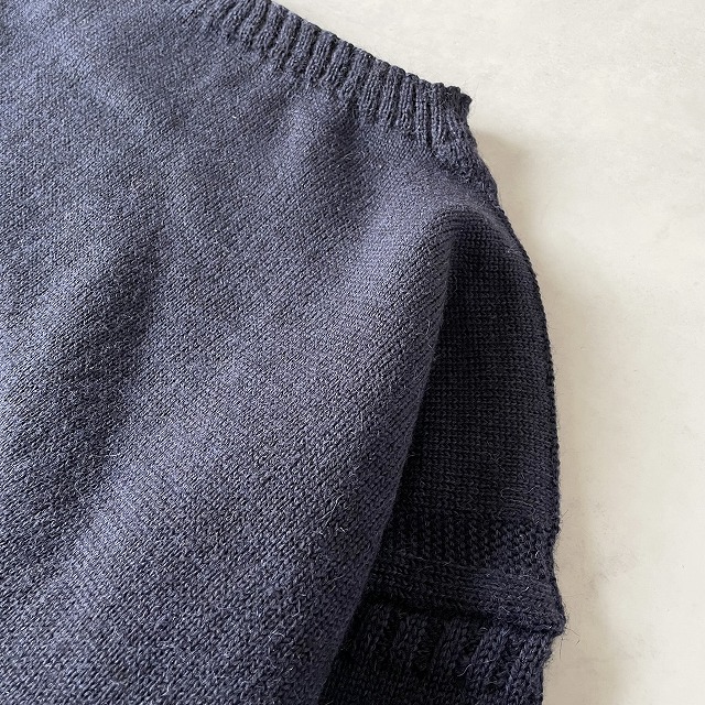 美品 イギリス製 Le Tricoteur ル トリコチュール トラディショナルガンジーセーター ビッグサイズ プルオーバーニット (50) 紺 /e-077_画像4