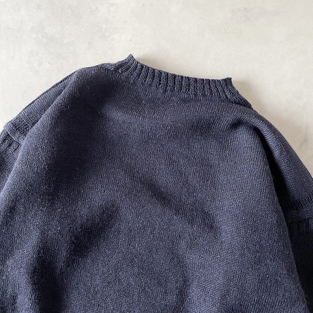 美品 イギリス製 Le Tricoteur ル トリコチュール トラディショナルガンジーセーター ビッグサイズ プルオーバーニット (50) 紺 /e-077_画像10