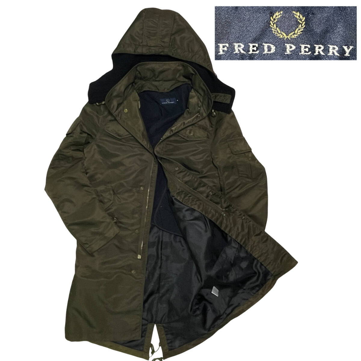 FRED PERRY モッズコート （Ｍサイズ）ロゴ刺繍 メンズ キルティングライナー付　日本製 ジャケット　フレッドペリー_画像1