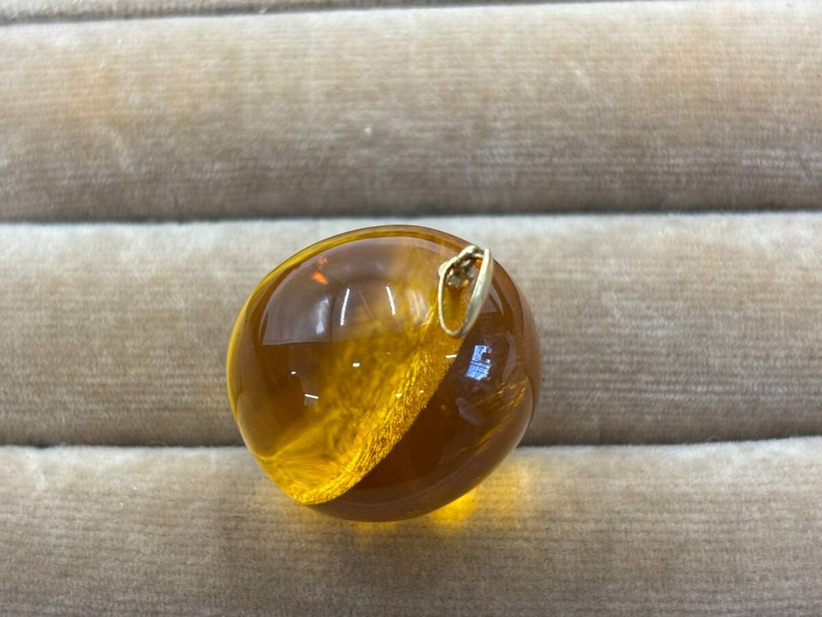 nz2201003/アクセサリー 琥珀 ペンダントトップ ヴィンテージ K18 刻印 コハク ネックレストップ 総重量5.5ｇ_画像8