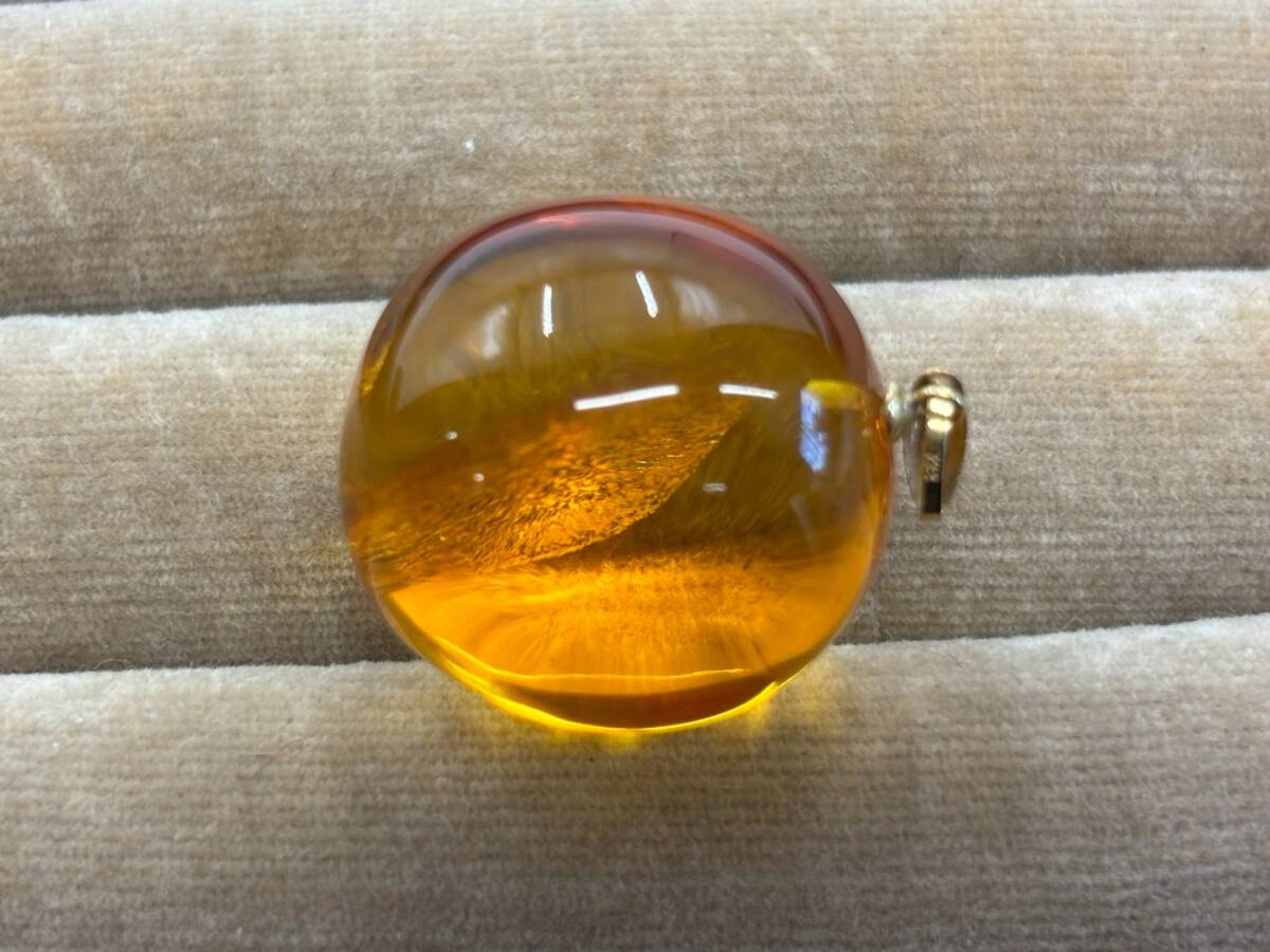 nz2201003/アクセサリー 琥珀 ペンダントトップ ヴィンテージ K18 刻印 コハク ネックレストップ 総重量5.5ｇ_画像6