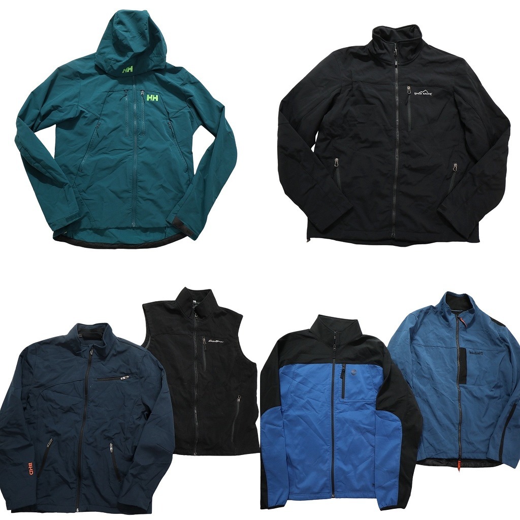 古着卸 まとめ売り アウトドアブランドMIX ソフトシェル ジャケット 6枚セット (メンズ L ) エディーバウアー NC5672 1円スタート_画像1