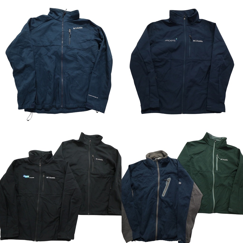 古着卸 まとめ売り コロンビア ソフトシェル ジャケット 6枚セット (メンズ L /XL ) ジップポケット 企業 ドローコード 中古 古着 NC5667_画像1