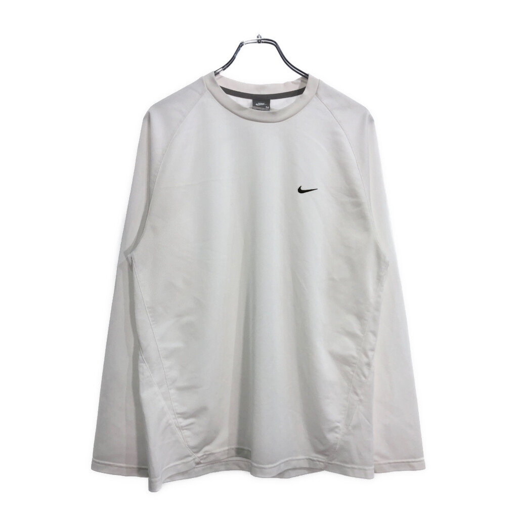 00年代 NIKE ナイキ ワンポイントロゴ メッシュ 長袖Tシャツ スポーツ ホワイト(メンズ M)中古 古着 U6827_画像1