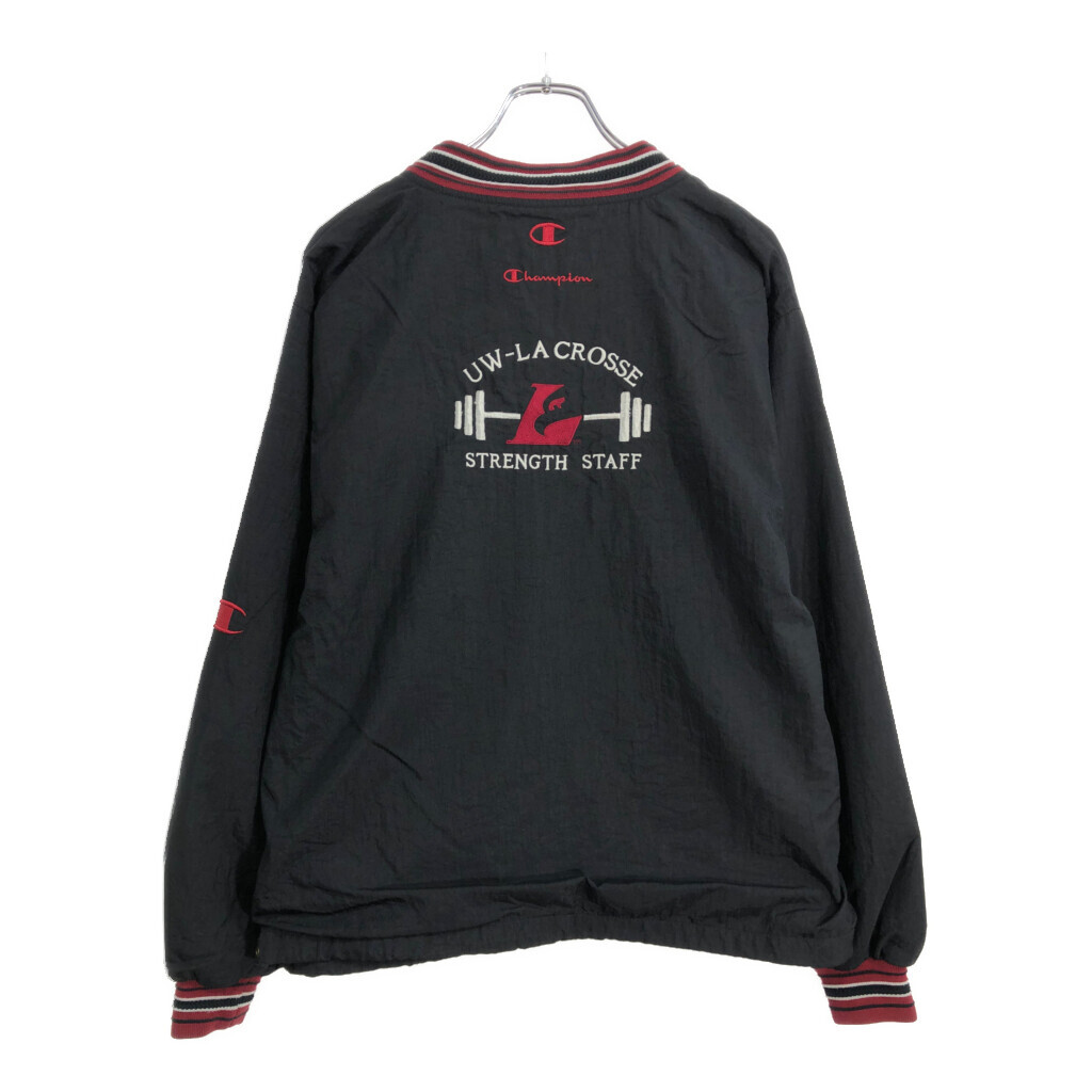 00年代 Champion チャンピオン Vネック プルオーバージャケット ブラック(メンズ S)中古 古着 U6179_画像2