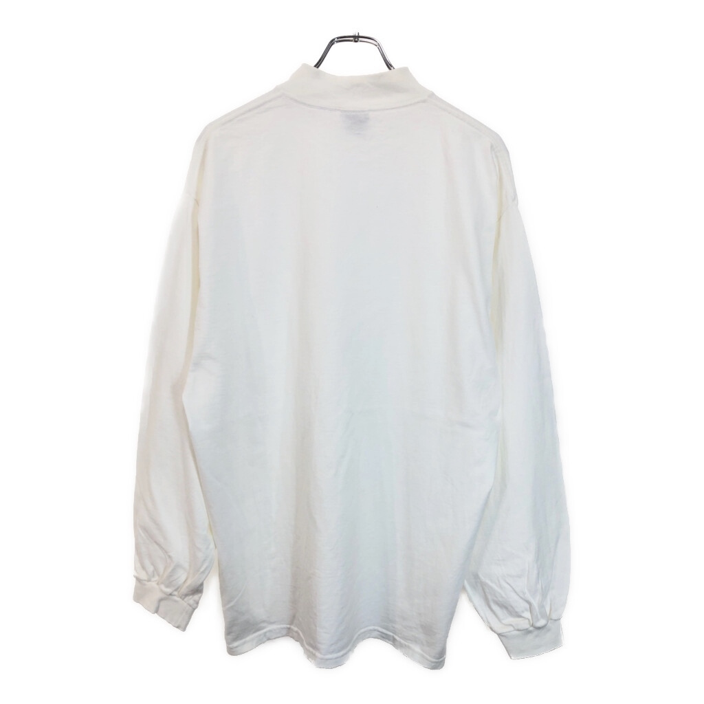 90年代 USA製 NIKE ナイキ モックネック 長袖Tシャツ ホワイト(メンズ L)中古 古着 U5846_画像2