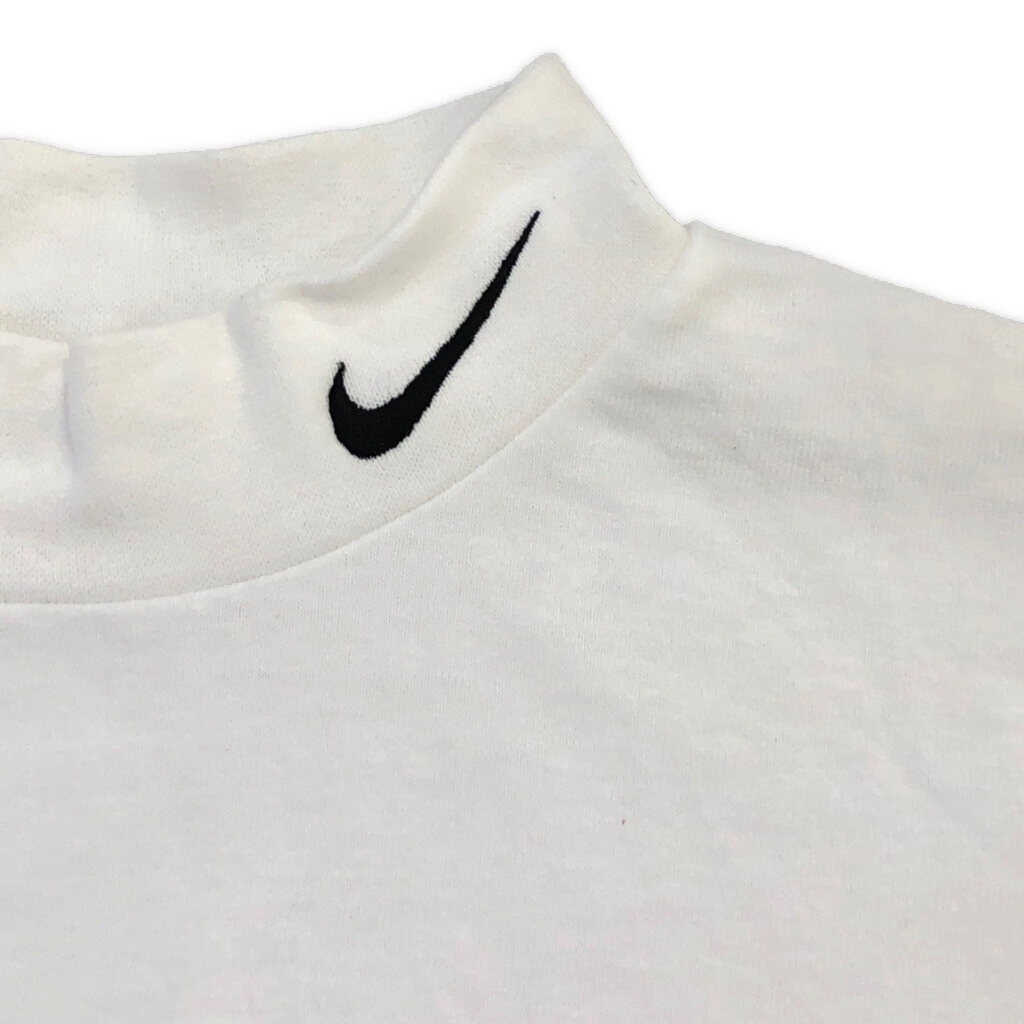 90年代 USA製 NIKE ナイキ モックネック 長袖Tシャツ ホワイト(メンズ L)中古 古着 U5846_画像5