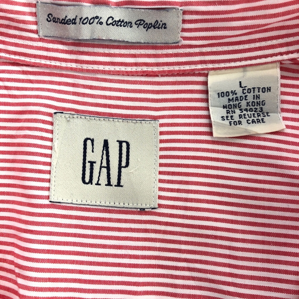 GAP ギャップ ボタンダウンシャツ ストライプ ピンク(メンズ L)中古 古着 U9647_画像3