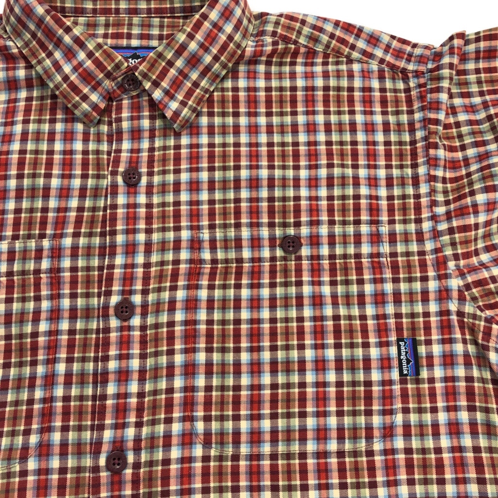 patagonia パタゴニア オーガニックコットン 長袖シャツ アウトドア チェック レッド(メンズ S)中古 古着 U9903_画像4