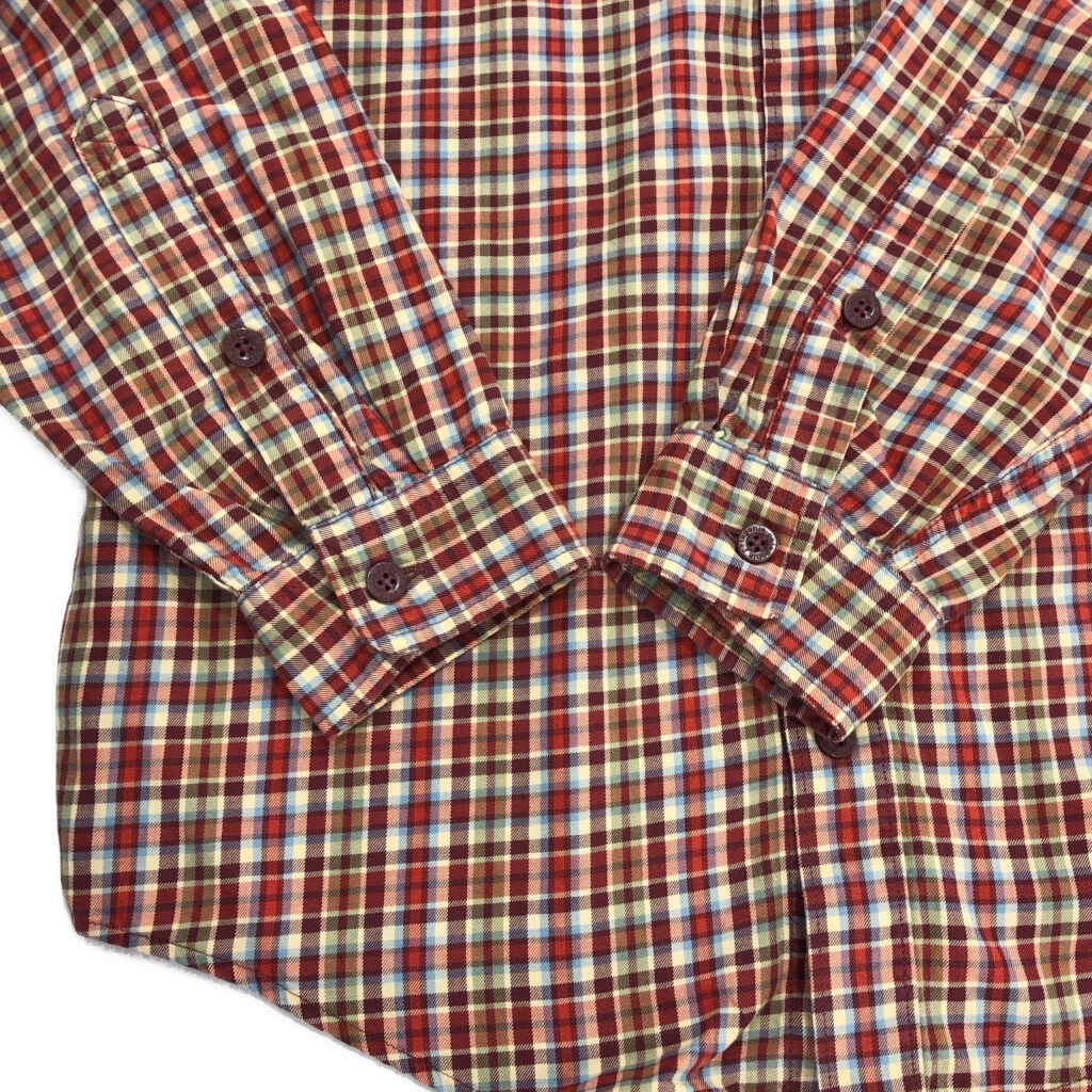 patagonia パタゴニア オーガニックコットン 長袖シャツ アウトドア チェック レッド(メンズ S)中古 古着 U9903_画像5