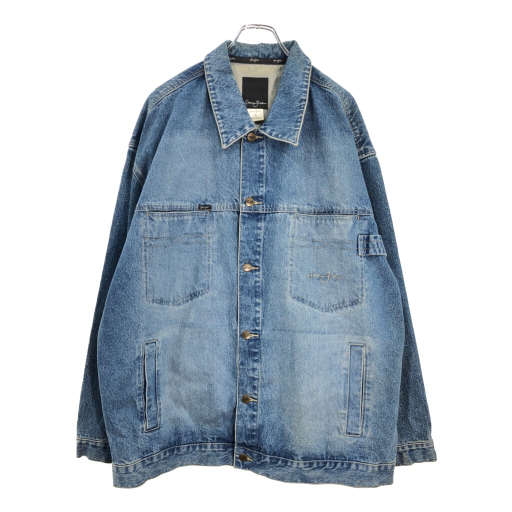 Sean John ショーンジョン デニムジャケット 大きいサイズ ブルー(メンズ XXL)中古 古着 U9135_画像1