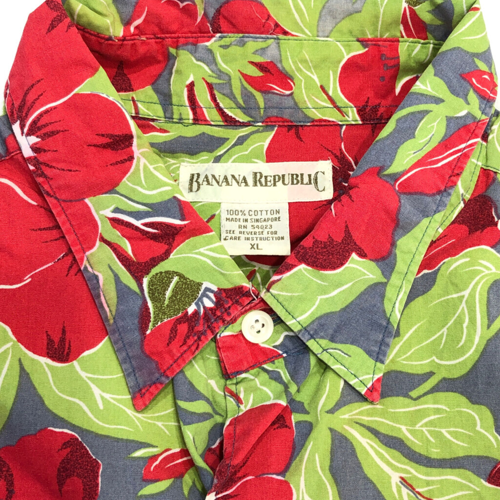 90 годы Banana Republic Banana Republic рубашка с коротким рукавом цветочный принт многоцветный ( мужской XL) б/у б/у одежда U0549