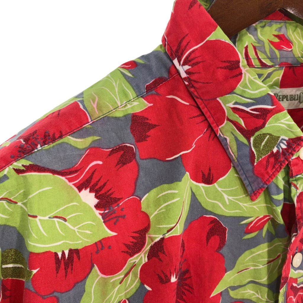 90 годы Banana Republic Banana Republic рубашка с коротким рукавом цветочный принт многоцветный ( мужской XL) б/у б/у одежда U0549